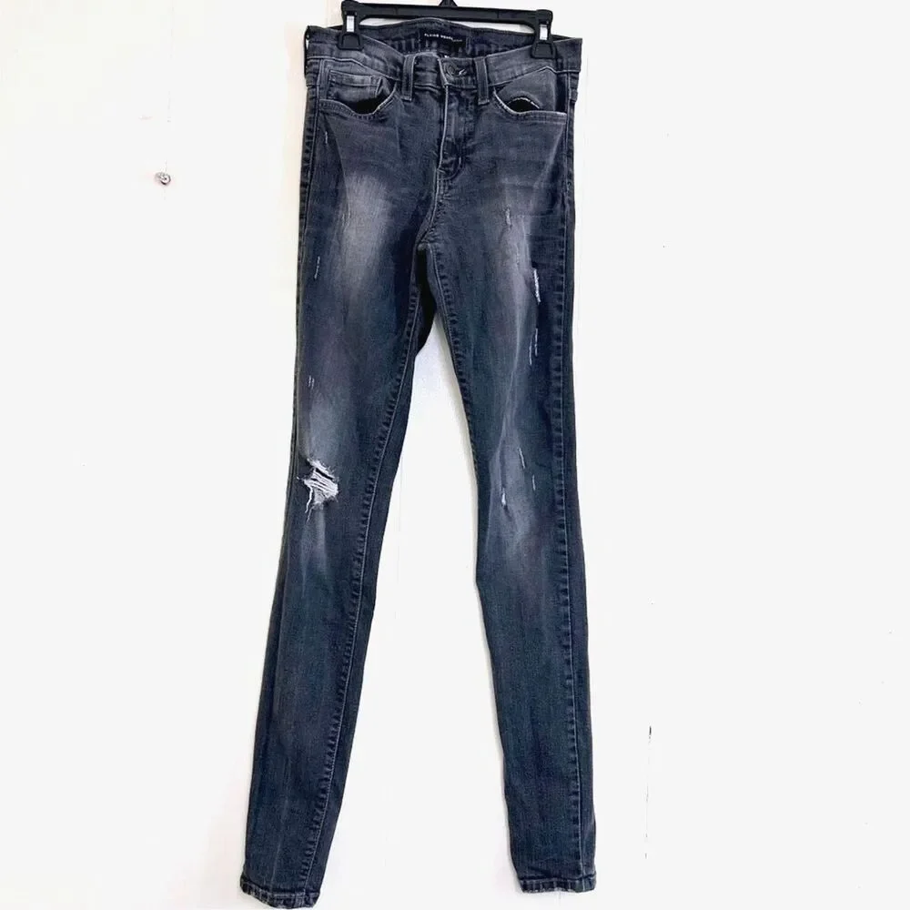 Flying Monkey Skinny Jeans Size 26 Wash Black Denim Distressed Stretch Jeans